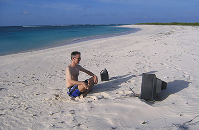 Nothing like TV on the beach! (Anegada) (Sailing the British Virgin Islands)