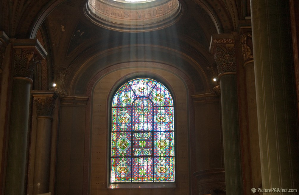 Rays of light inside St. Germain's Cathedral (David's France Gallery)
