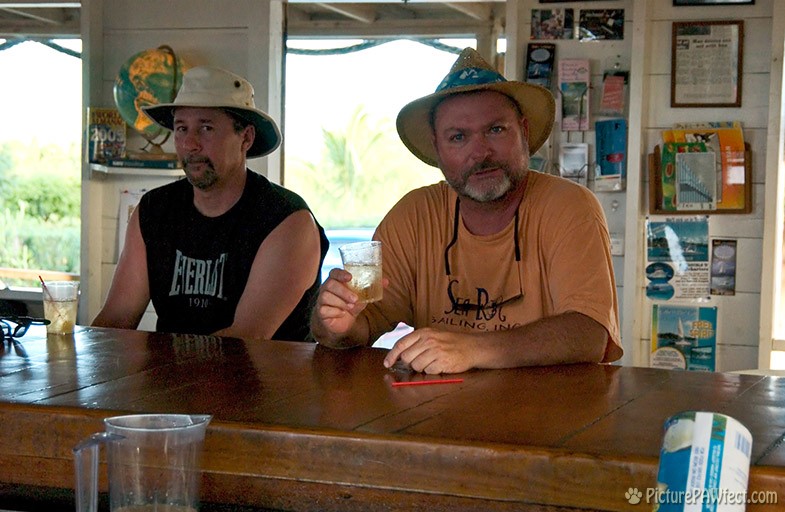 Doug and Captain John enjoying the island life (Sailing the British Virgin Islands)